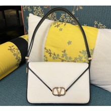 Valentino shoulder Letter Large Bag in smooth calfskin White/Black 2023