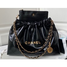 Chanel Shiny Calfskin CHANEL 22 East West Shopping Bag AS4486 Black/Gold 2023