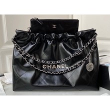 Chanel Shiny Calfskin CHANEL 22 East West Shopping Bag AS4486 Black/Silver 2023