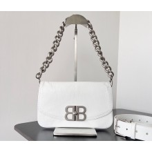 Balenciaga BB Soft Small Flap Bag in peach calfskin White/Silver 2023