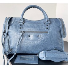Balenciaga Classic City Large Handbag in Arena calfskin Navy Blue