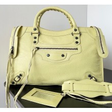 Balenciaga Classic City Large Handbag in Arena calfskin Light Yellow