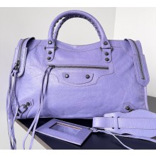Balenciaga Classic City Large Handbag in Arena calfskin Lilac