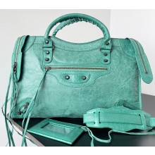 Balenciaga Classic City Large Handbag in Arena calfskin Green