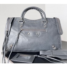 Balenciaga Classic City Large Handbag in Arena Lambskin Gray/Silver