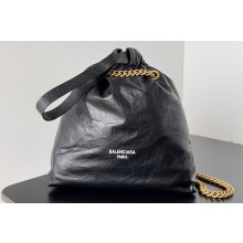 Balenciaga Crush Small Tote Bag in crushed calfskin Black 2023