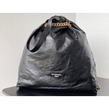 Balenciaga Crush Medium Tote Bag in crushed calfskin Black 2023