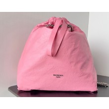 Balenciaga Crush Medium Tote Bag in crushed calfskin Pink 2023