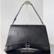 Balenciaga Crush Large Sling Bag in paper calfskin Black/Silver 2023
