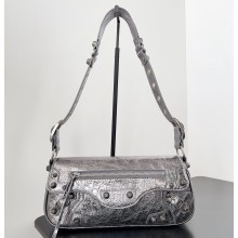 Balenciaga Le Cagole Small Sling Bag in Arena calfskin Silver Spring 2024