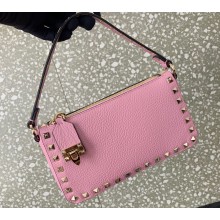 Valentino Small Rockstud Grainy Calfskin Crossbody Bag Pink 2023