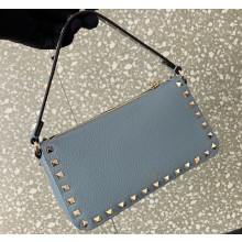 Valentino Small Rockstud Grainy Calfskin Crossbody Bag Blue 2023
