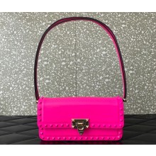 Valentino Rockstud23 E/W Smooth Calfskin Shoulder Bag Fuchsia 2023