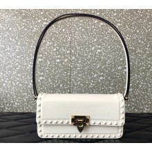 Valentino Rockstud23 E/W Smooth Calfskin Shoulder Bag White 2023