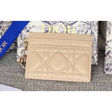 Dior Lady Dior Five-Slot Card Holder in Cannage Lambskin Beige