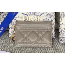 Dior Lady Dior Five-Slot Card Holder in Cannage Lambskin Gray