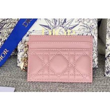 Dior Lady Dior Five-Slot Card Holder in Cannage Lambskin Pink