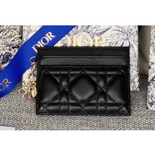 Dior Lady Dior Five-Slot Card Holder in Cannage Lambskin Black