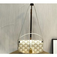 Celine CLUTCH ON STRAP TABOU Bag in Triomphe canvas and calfskin White/Tan