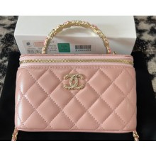 Chanel Small Vanity Case Bag with Flower Top Handle A96035 Pink 2024