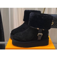Louis Vuitton LV Ski Aspen Platform Ankle Boots in Suede calf leather and shearling Black 2024