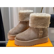 Louis Vuitton LV Ski Aspen Platform Ankle Boots in Suede calf leather and shearling Beige 2024