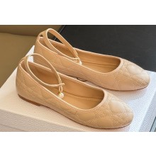 Dior Ballet Flats with Ankle strap and Pearl in Nude Quilted Cannage Calfskin 2024