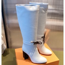 Louis Vuitton Heel 9cm Silhouette Drawstring High Boots in calf leather White 2024