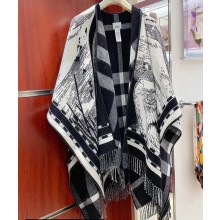 Burberry Reversible EKD Wool Cape Gray Top Quality