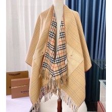 Burberry Reversible Check Wool Cape Beige Top Quality