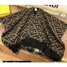 Fendi FF Black wool and cashmere poncho Top Quality
