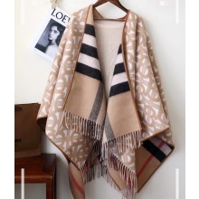 Burberry Monogram Wool Cashmere Reversible Cape Beige Top Quality