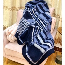 Hermes Couvertures Nouvelles blanket in double-sided cashmere Blue