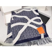Loewe Anagram blanket in wool Navy Blue
