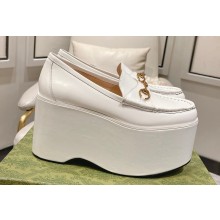 Gucci Horsebit Platform Loafers Brushed Leather White Spring 2024