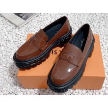 Louis Vuitton Heel 6cm LV Record Loafers in Glazed calf leather Brown 2024