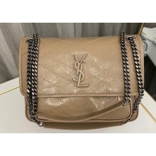 Saint Laurent Niki medium Bag in Crinkled Vintage Leather 633158 Apricot