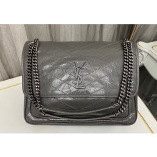 Saint Laurent Niki Large Bag in Crinkled Vintage Leather 498883 Gray