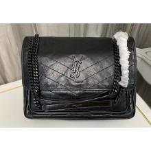 Saint Laurent Niki Large Bag in Crinkled Vintage Leather 498883 Black