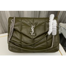 Saint Laurent puffer medium Bag in nappa leather 577475 Olive Green/Silver