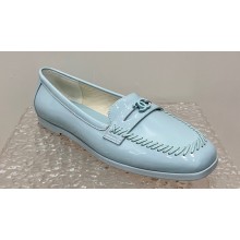 Chanel Patent Calfskin Moccasins G45409 Light Blue 2024