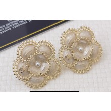 Chanel Metal & Glass Pearls Clip-on Stud Earrings ABC210 Gold, Beige & Pearly White 2024