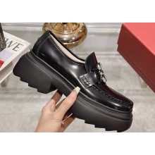 Roger Vivier Wallaviv Strass Buckle Loafers in Brushed Leather Black 2024