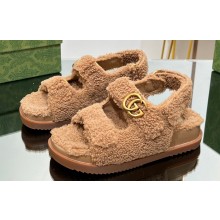 Gucci merino wool Double G sandals 771060 Brown 2024