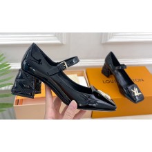 Louis Vuitton quilted Malletage pattern Heel 5.5cm Shake Mary Jane Pumps in Patent Calfskin Black 2024