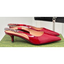 Gucci Heel 4.5cm patent leather Signoria slingback pumps 782832 Dark Red 2024