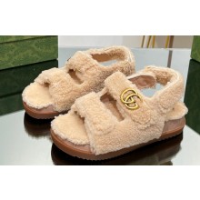 Gucci merino wool Double G sandals 771060 Beige 2024