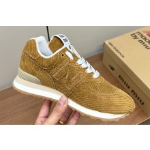 New Balance 574 x Miu Miu sneakers striped velvet Brown 2024