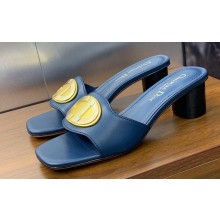 Dior Heel 4.5cm Forever Heeled Slides in Blue Calfskin 2024