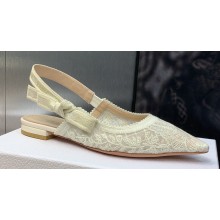 Dior J'Adior Slingback Ballerina Flats in Transparent Mesh Embroidered with White Butterfly Motif 2024